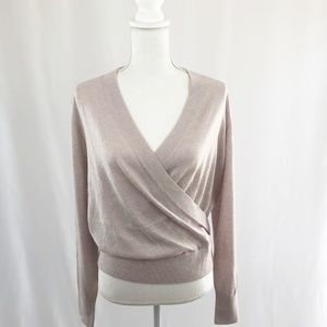 J.Crew NWT Dusty Pink Metallic Wrap Sweater Size M